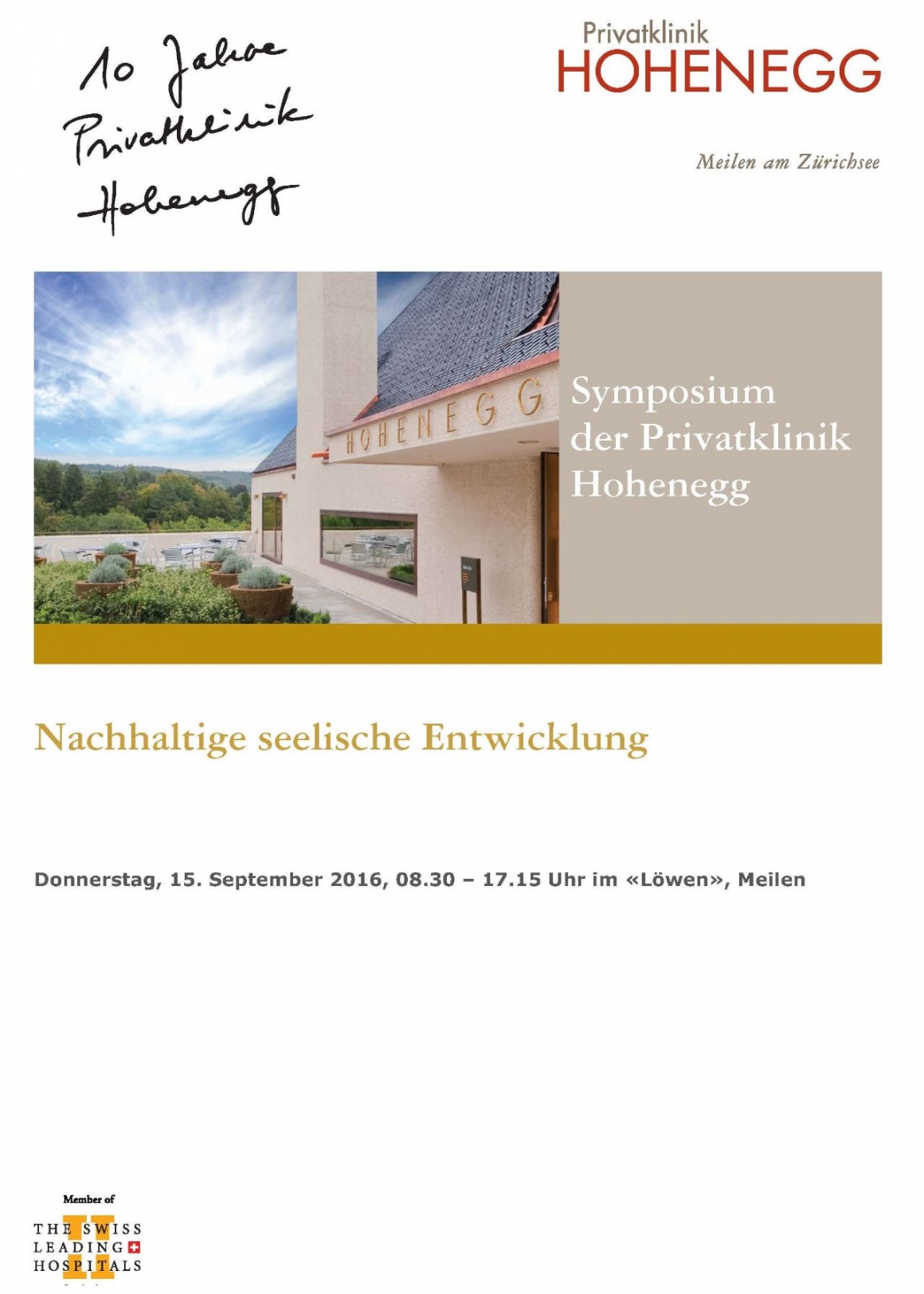 10. Symposium der Privatklinik Hohenegg, 15.09.2016